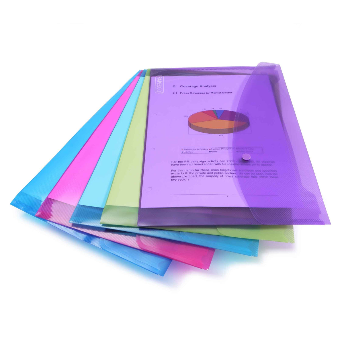 0688 ECO Recycled A4+ Popper Wallets Pack of 5