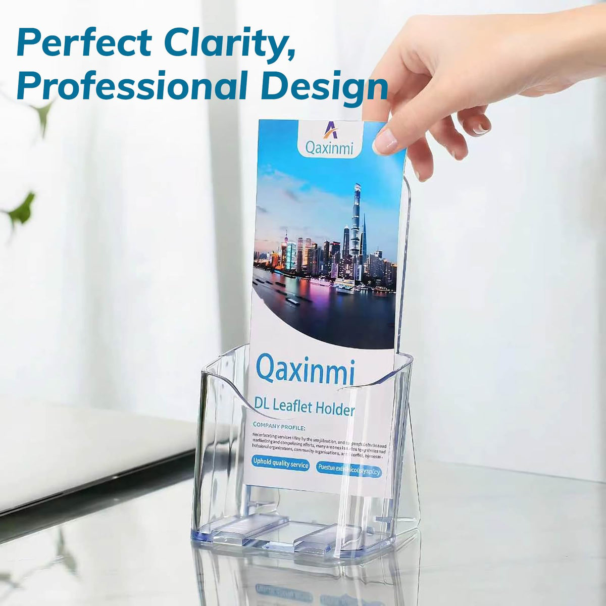 1/3 A4 DL Portrait Leaflet Holder Clear Acrylic 45mm Pocket