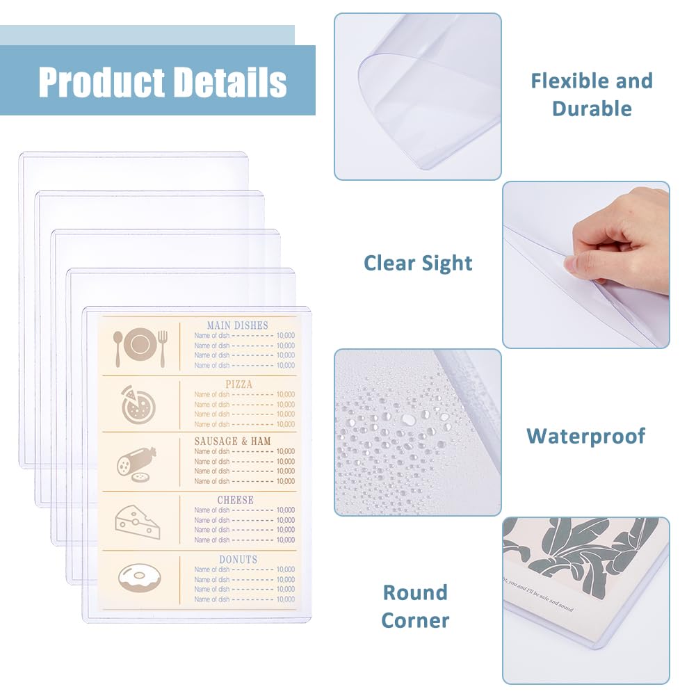 10-Pack A5 Clear Rigid Plastic Sheet Protectors 5.8x8.3in Waterproof