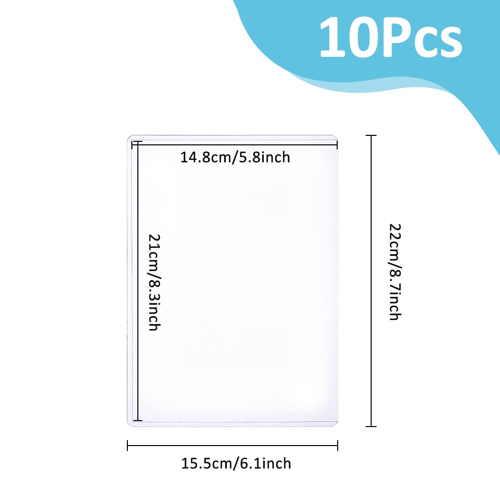 10-Pack A5 Clear Rigid Plastic Sheet Protectors 5.8x8.3in Waterproof