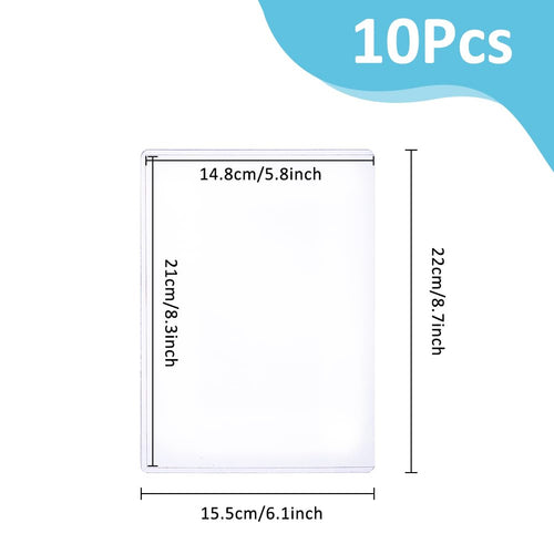 10-Pack A5 Clear Rigid Plastic Sheet Protectors 5.8x8.3in Waterproof