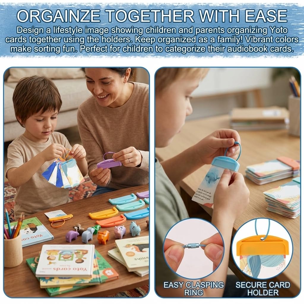 10-Pack Card Holders with Ring Loops — Portable Plastic Organizer for Kids
