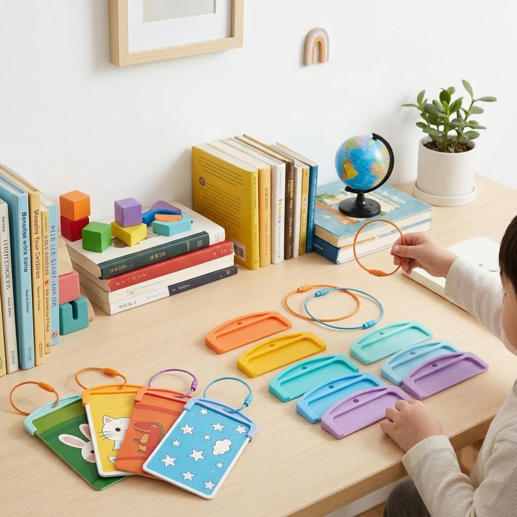 10-Pack Card Holders with Ring Loops — Portable Plastic Organizer for Kids