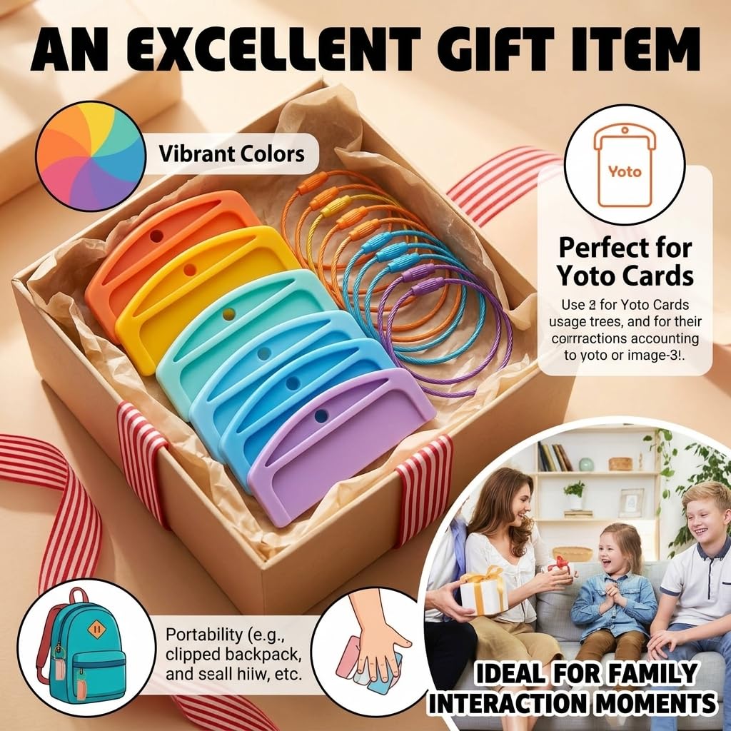 10-Pack Card Holders with Ring Loops — Portable Plastic Organizer for Kids