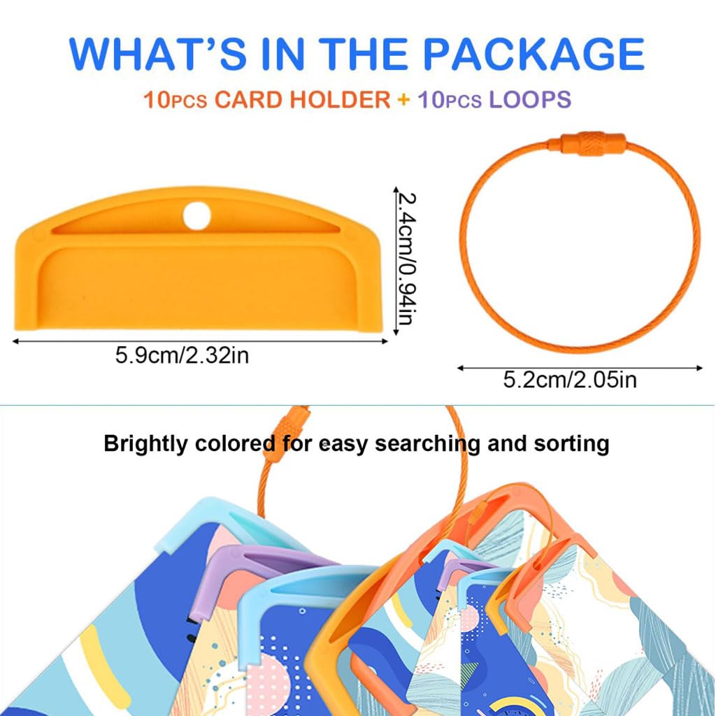 10-Pack Card Holders with Ring Loops — Portable Plastic Organizer for Kids