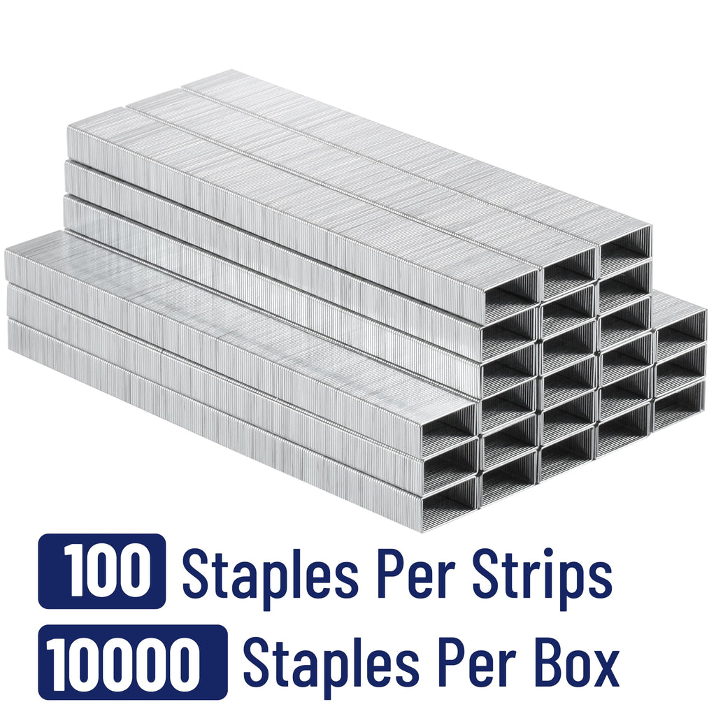 10000 Silver 1/4" General-Purpose Staples, 20-Sheet Capacity, Jam-Free, Standard Office