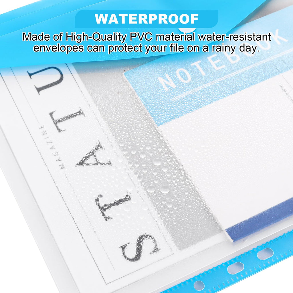 12-Pack A4 Plastic Wallets 11-Hole Punched Document Folders, 6 Colors