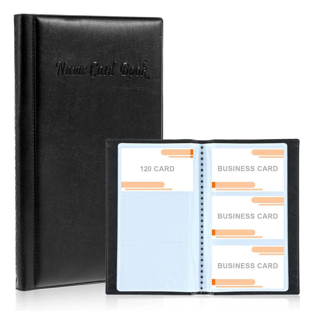 120 Card PU Leather Business Card Holder Wallet - Black