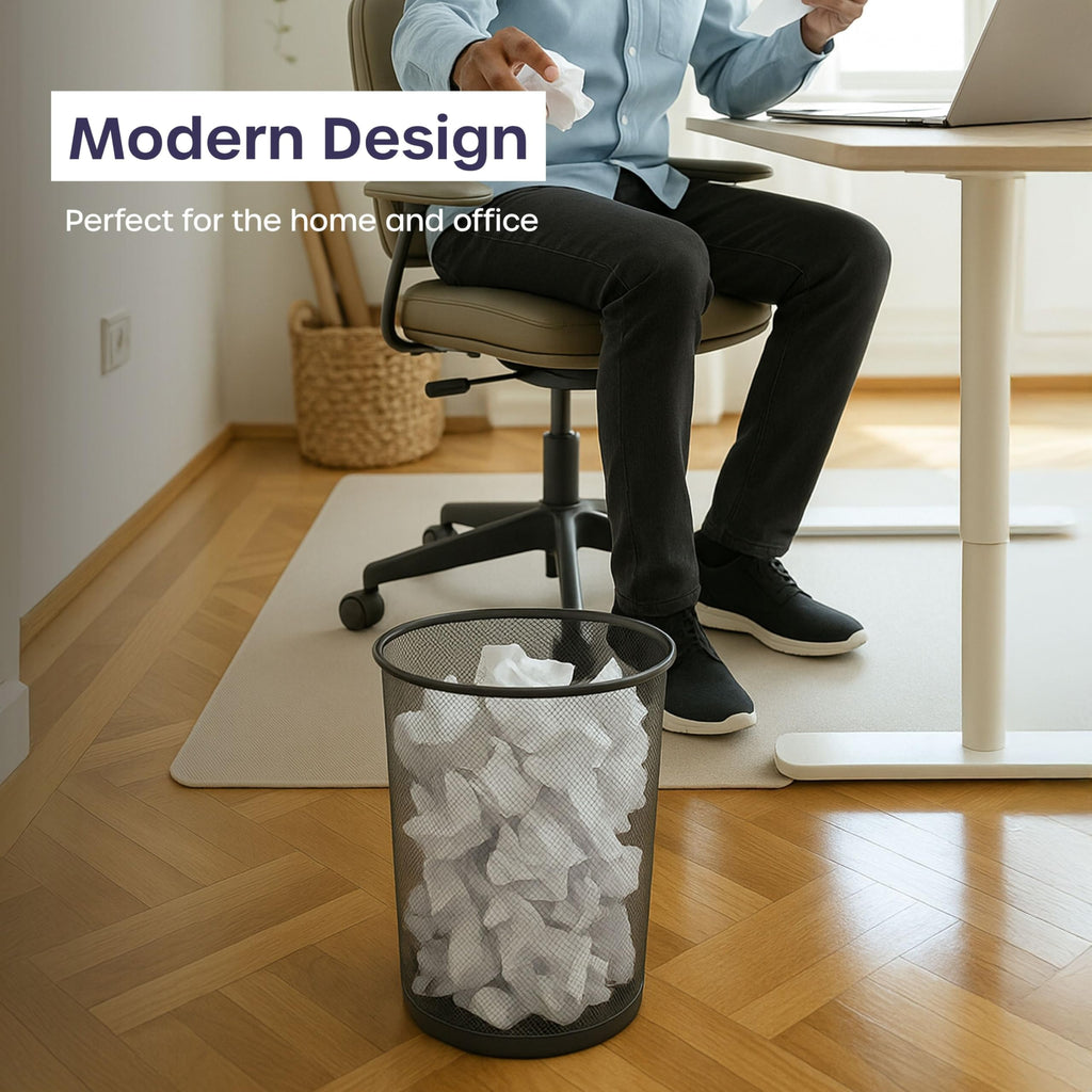 12L Black Metal Waste Bin 3-Pack for Office & Home