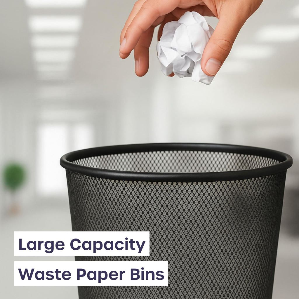 12L Black Metal Waste Bin 3-Pack for Office & Home