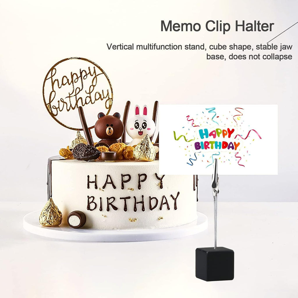 12PCS Wooden Photo Holders with Black Clips and Cube Stands
