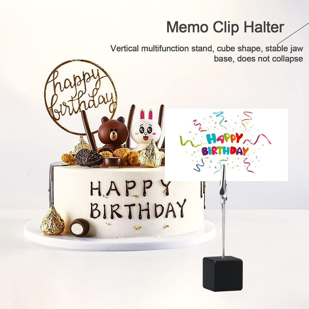 12PCS Wooden Photo Holders with Black Clips and Cube Stands