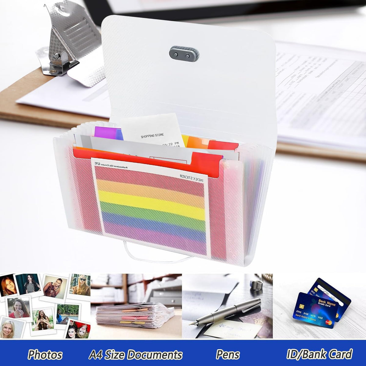 13-Pocket A6 Flashcard Organizer with Pre-Punched Sheets, Waterproof