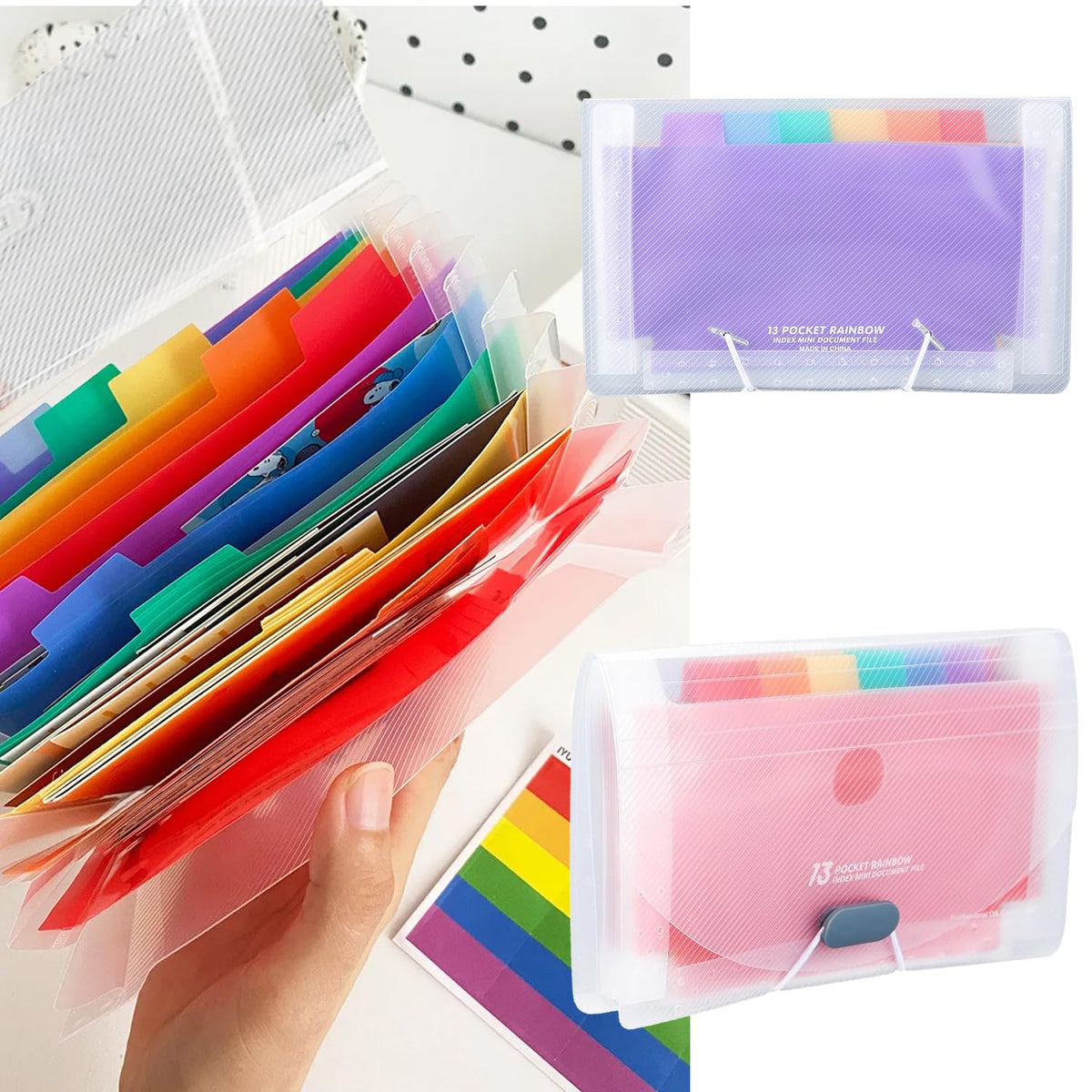 13-Pocket A6 Flashcard Organizer with Sheets, Portable Study Holder