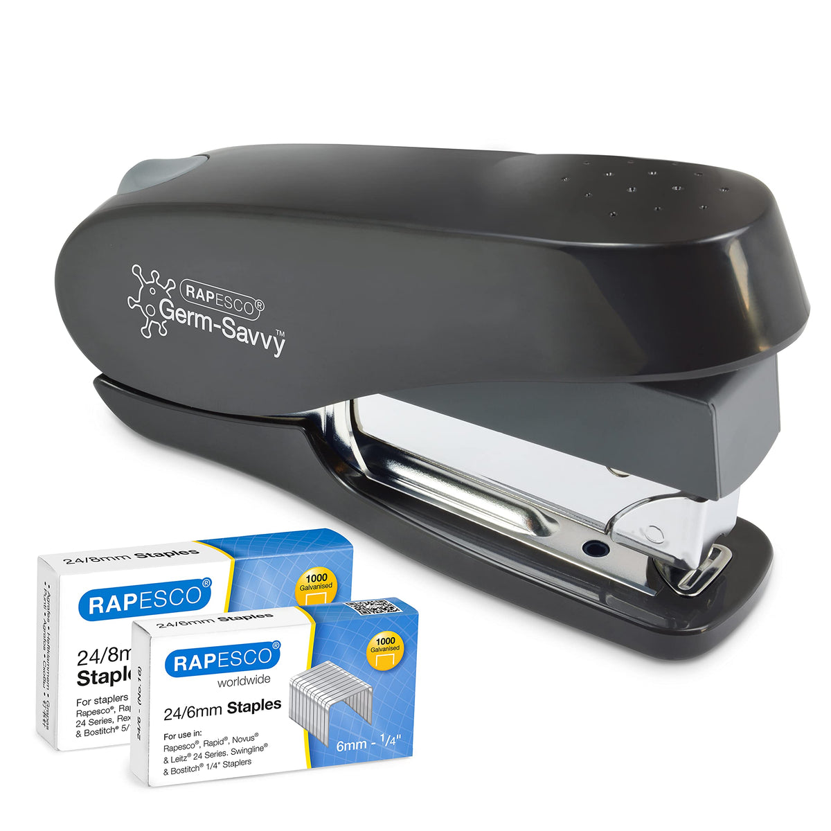 1466 ECO Luna Less Effort Stapler — 2000 Staples, Black