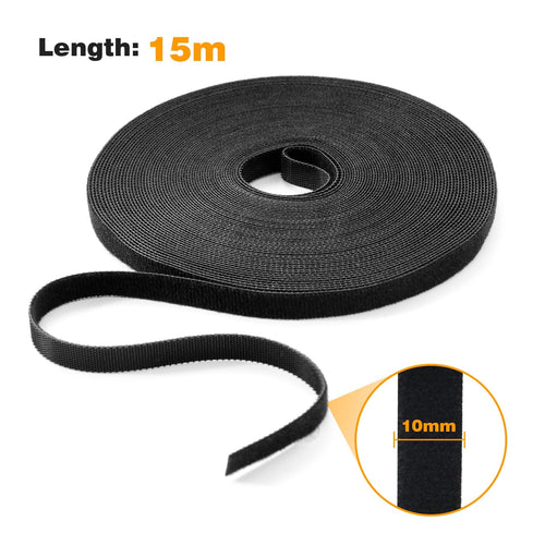 15m Reusable Cable Straps 10mm Wide Black