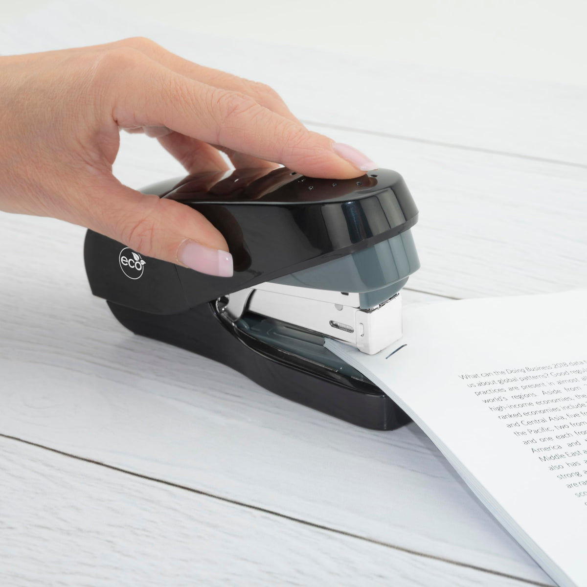 1688 ECO Flat-Clinch Less Effort Stapler with 2000 Staples, Black