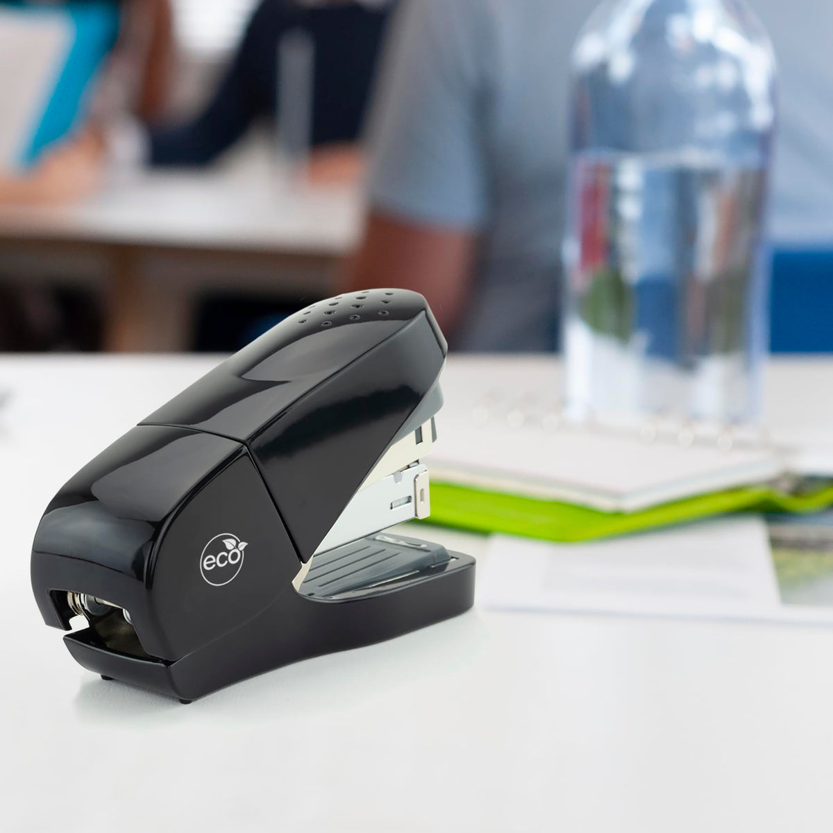 1688 ECO Flat-Clinch Less Effort Stapler with 2000 Staples, Black