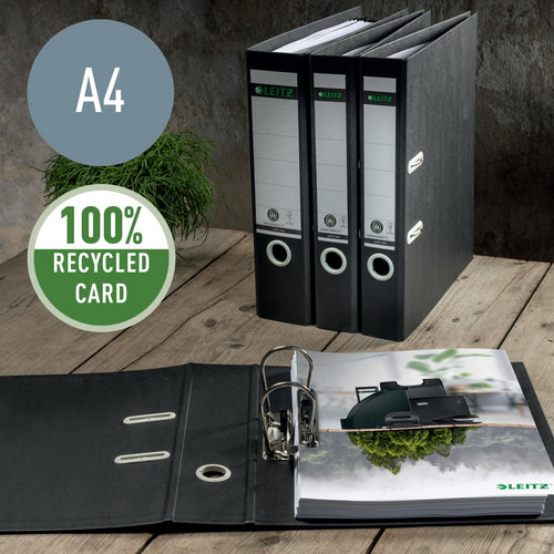 180° Lever Arch File A4, 50mm Spine, Recycle Black