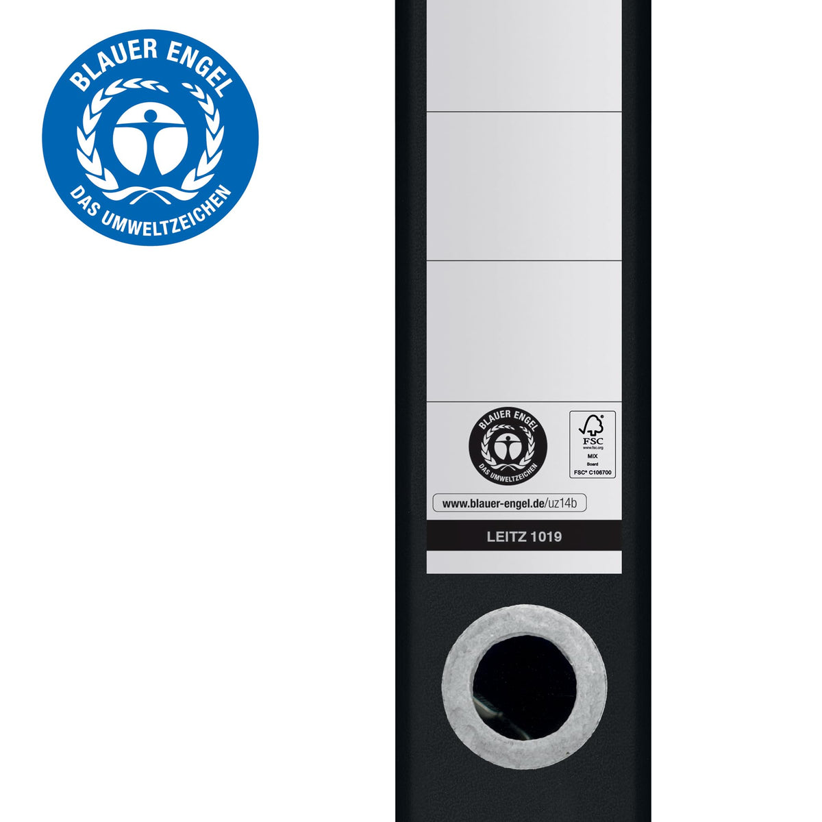 180° Lever Arch File A4, 50mm Spine, Recycle Black