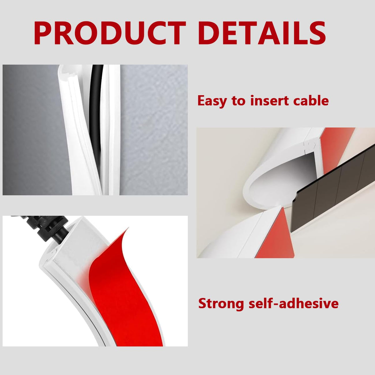 1m Self-Adhesive Half-Round Cable Trunking 14x10mm White