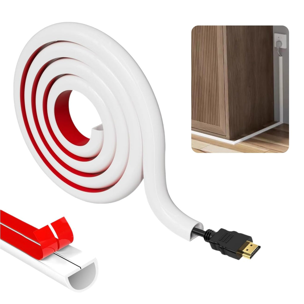 1m Self-Adhesive Half-Round Cable Trunking 14x10mm White
