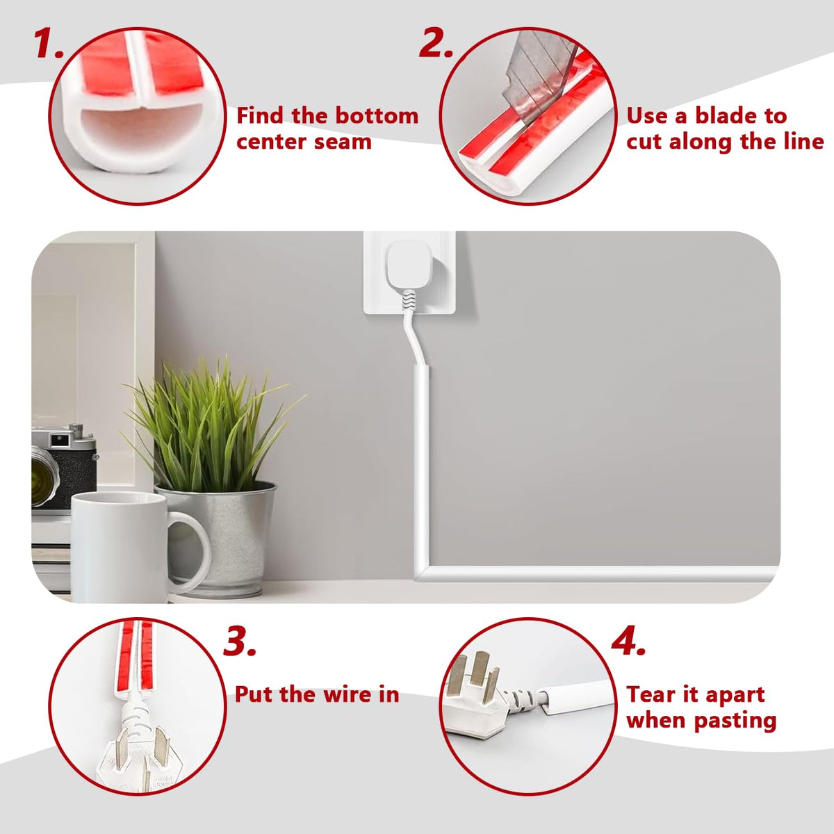 1m Self-Adhesive Half-Round Cable Trunking 14x10mm White