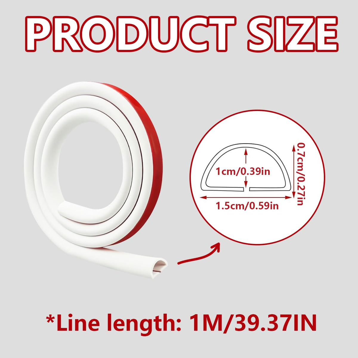 1m Self-Adhesive Half-Round Cable Trunking 14x10mm White