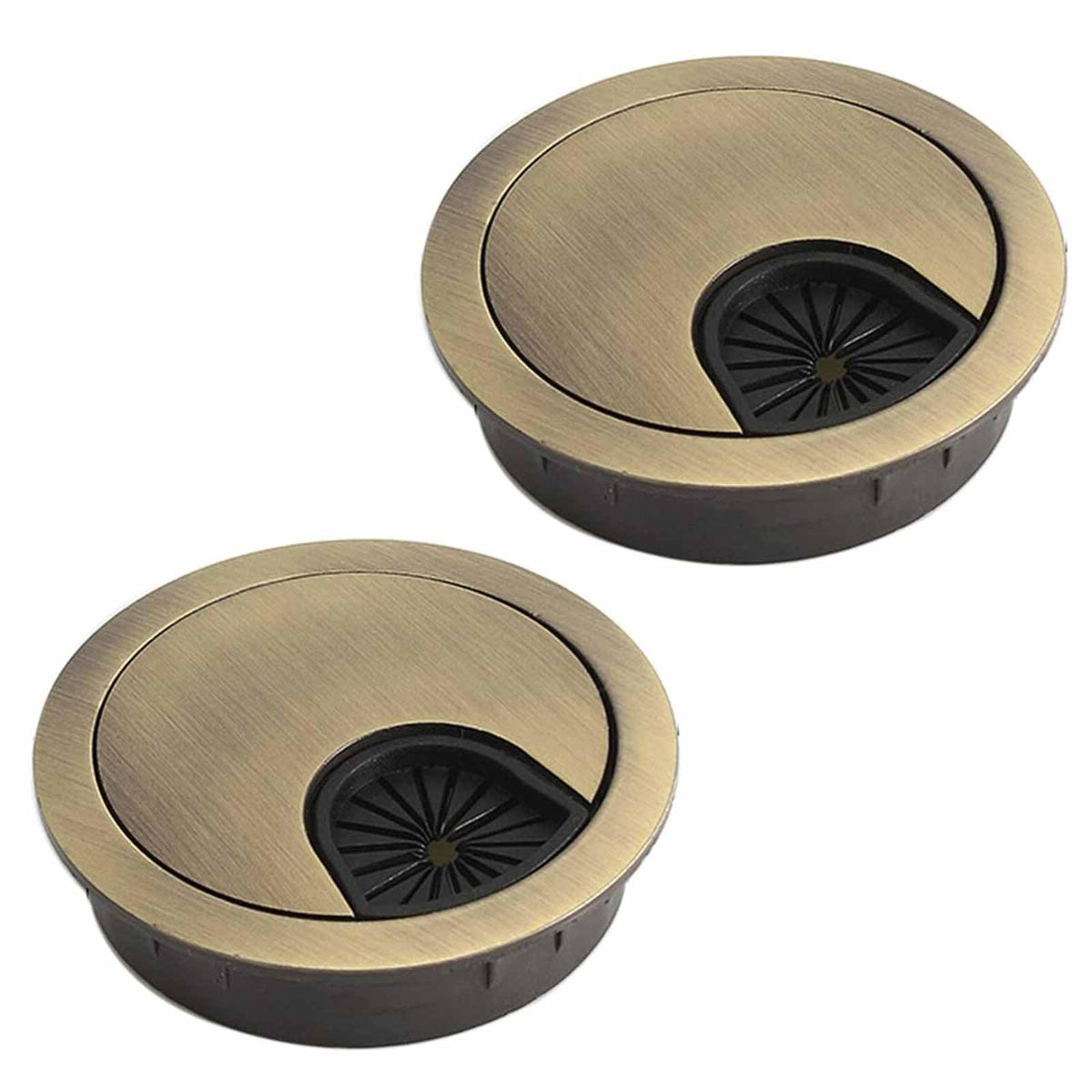 2 Pack 80mm Metal Desk Cable Grommets — Bronze