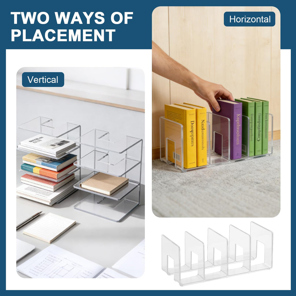 2-Pack Acrylic 4-Slot Transparent Magazine Holder Desktop Organizer
