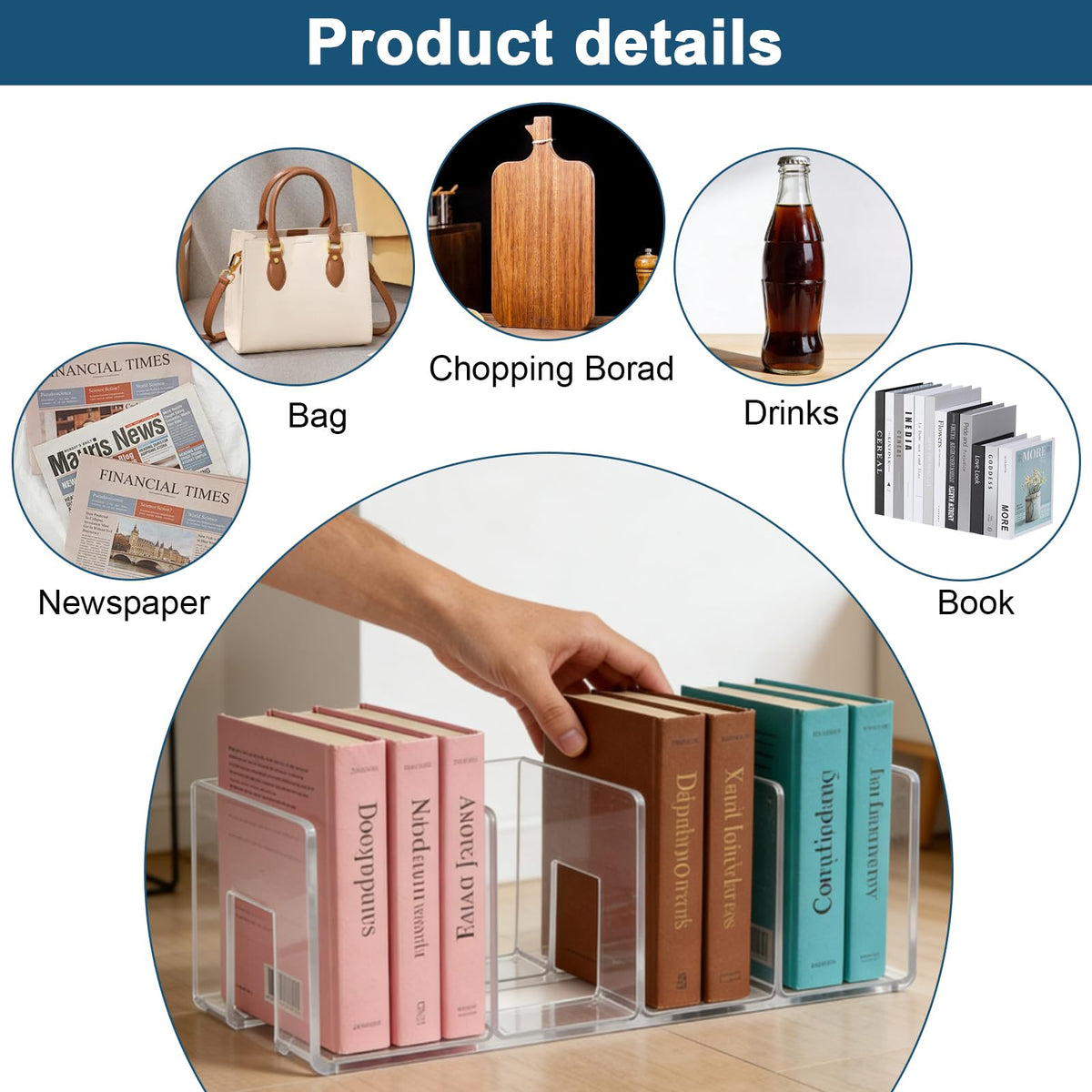 2-Pack Acrylic 4-Slot Transparent Magazine Holder Desktop Organizer