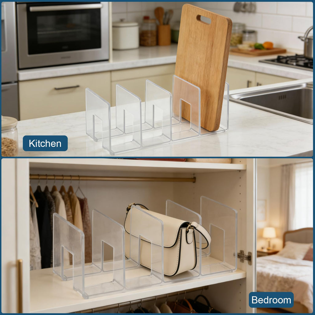 2-Pack Acrylic 4-Slot Transparent Magazine Holder Desktop Organizer