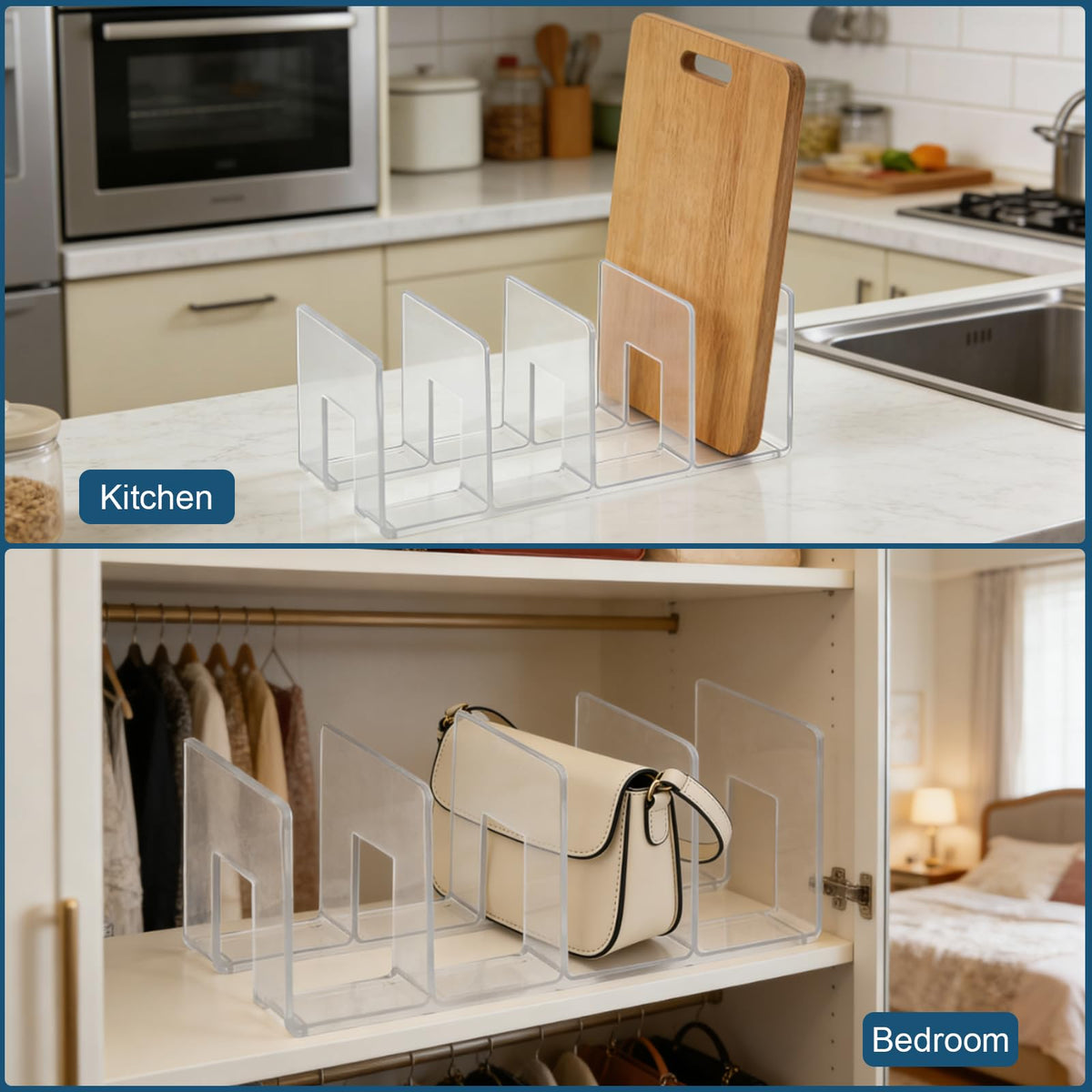 2-Pack Acrylic 4-Slot Transparent Magazine Holder Desktop Organizer