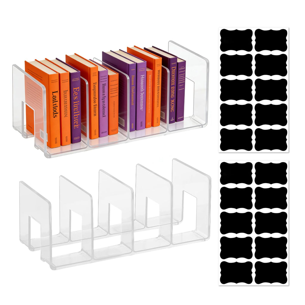 2-Pack Acrylic 4-Slot Transparent Magazine Holder Desktop Organizer