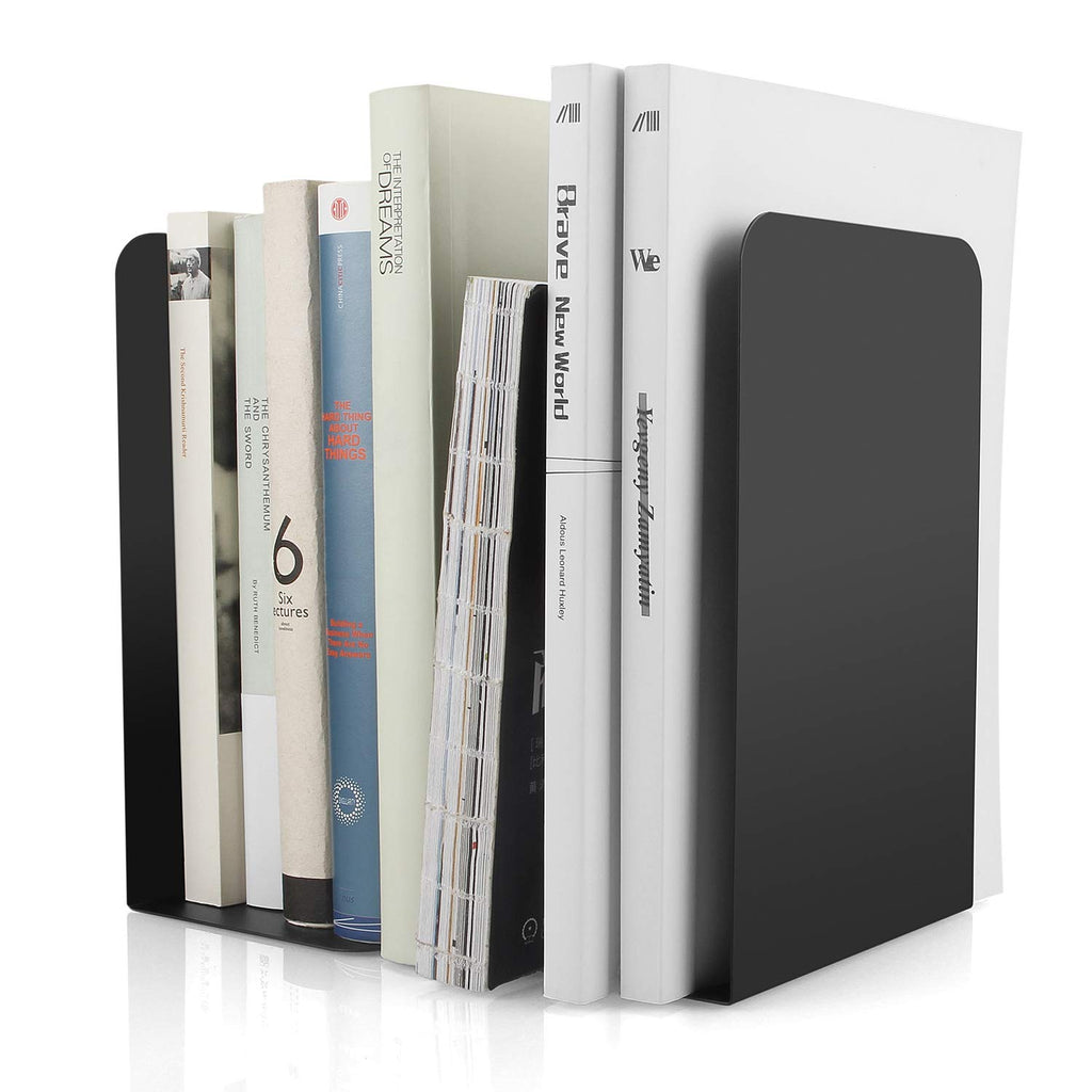 2-Pack L-Shaped Anti-Skid Heavy Duty Metal Bookends 8 x 4 x 5.4 in