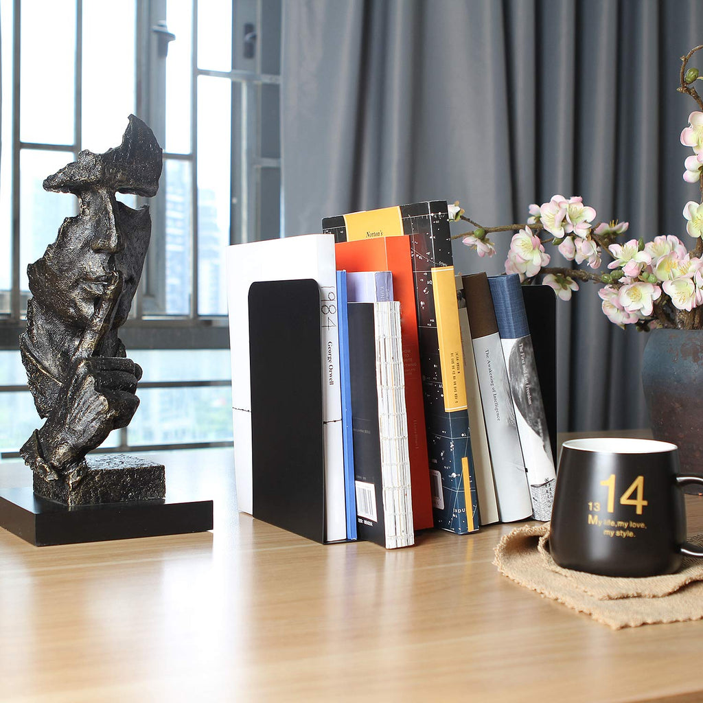 2-Pack L-Shaped Anti-Skid Heavy Duty Metal Bookends 8 x 4 x 5.4 in