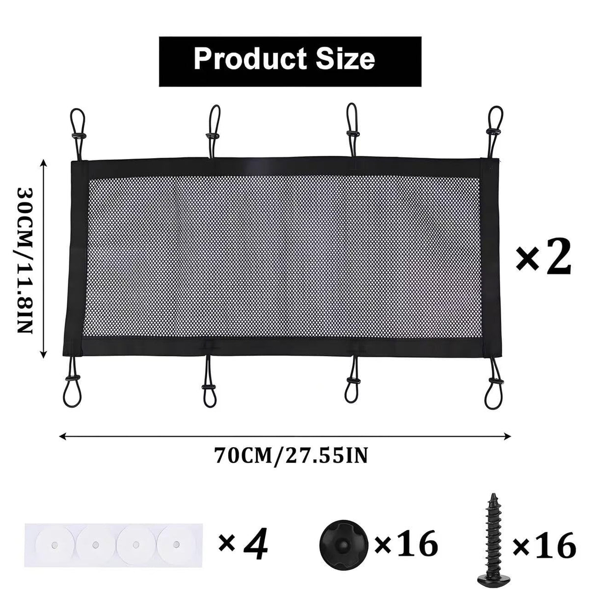2-Pack Under-Desk Flexible Cable Management Net 30×70 cm
