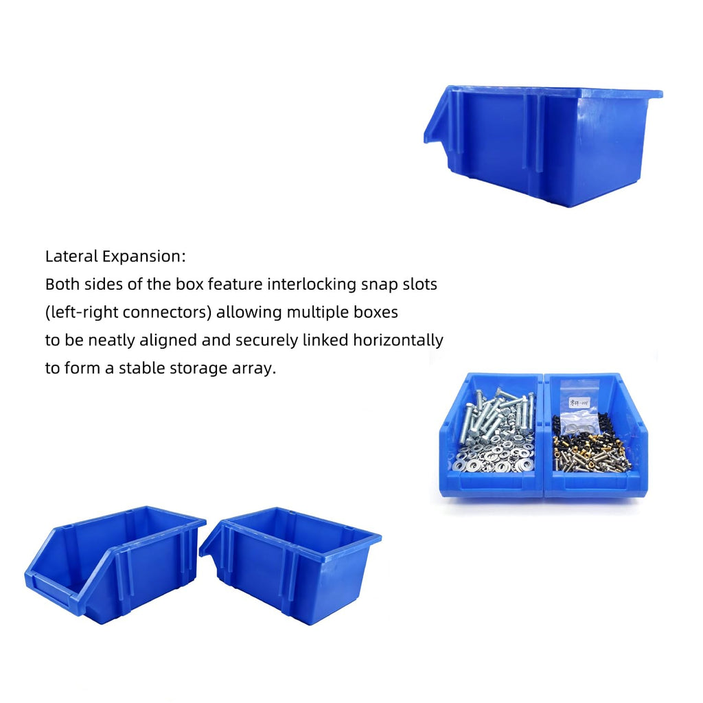 2-Pack Workshop Small Parts Storage Bins with Compartments, Blue 180×110×80mm