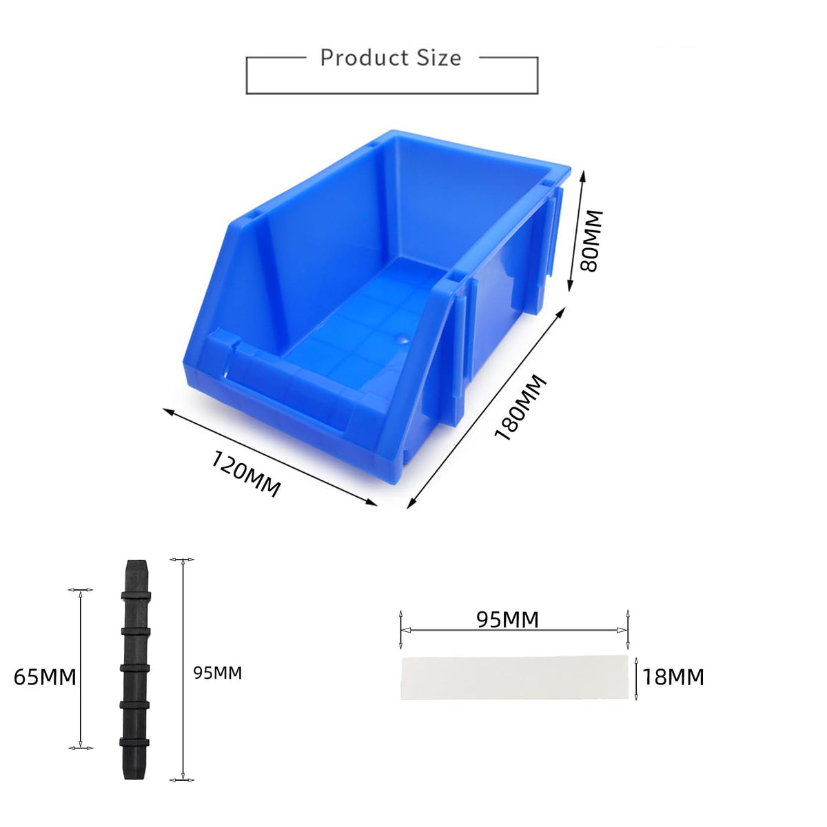 2-Pack Workshop Small Parts Storage Bins with Compartments, Blue 180×110×80mm