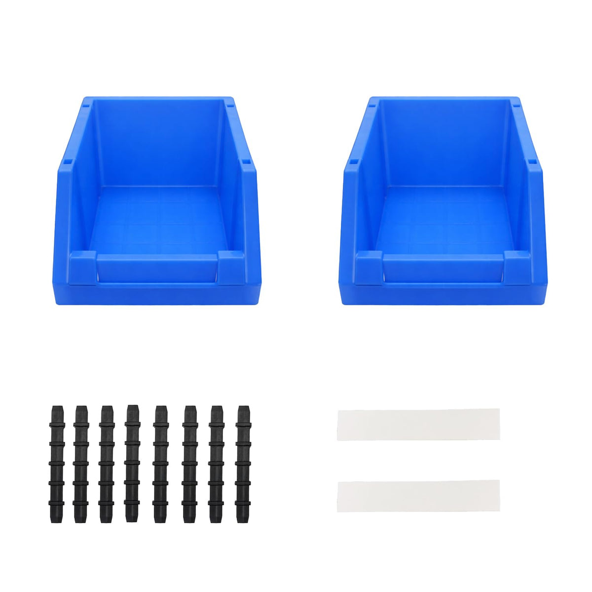 2-Pack Workshop Small Parts Storage Bins with Compartments, Blue 180×110×80mm