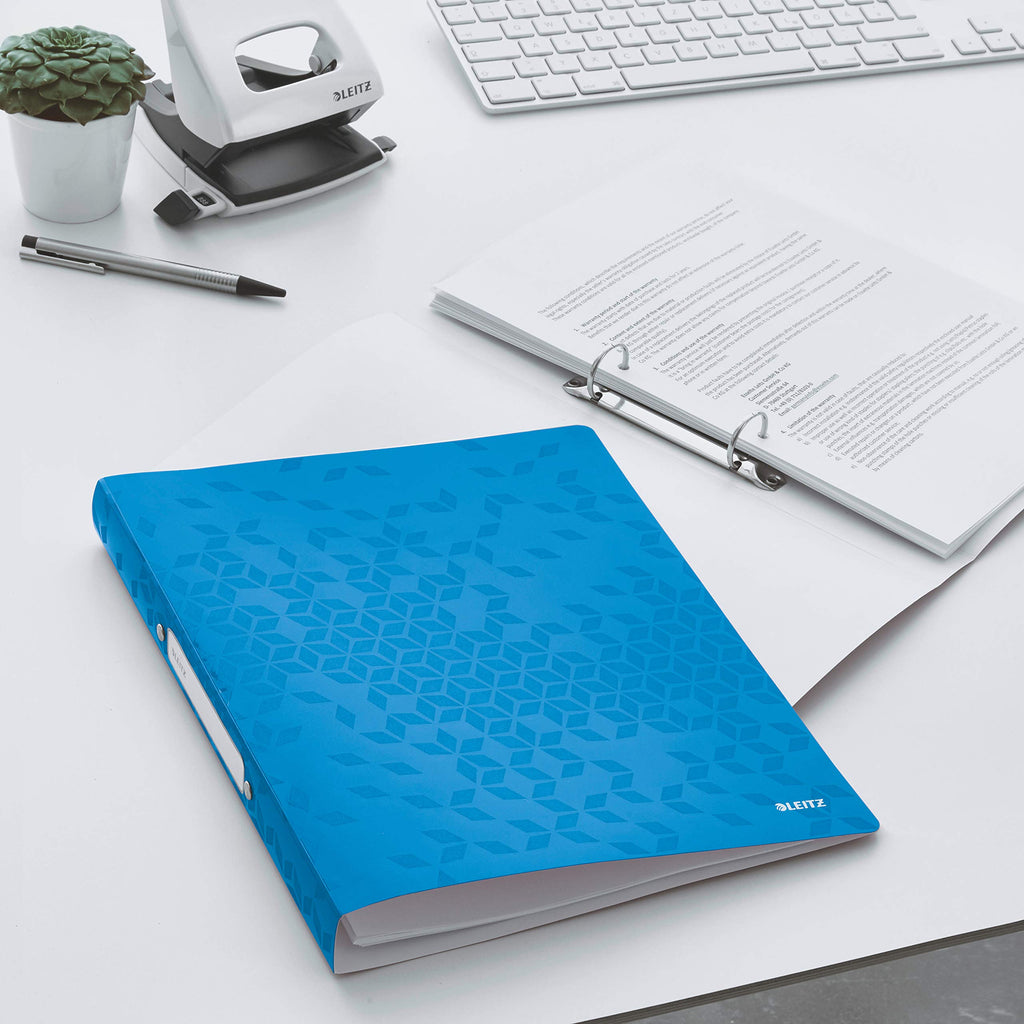 2-Ring A4 Binder, 25 mm Spine, Holds 190 Sheets — Blue Metallic
