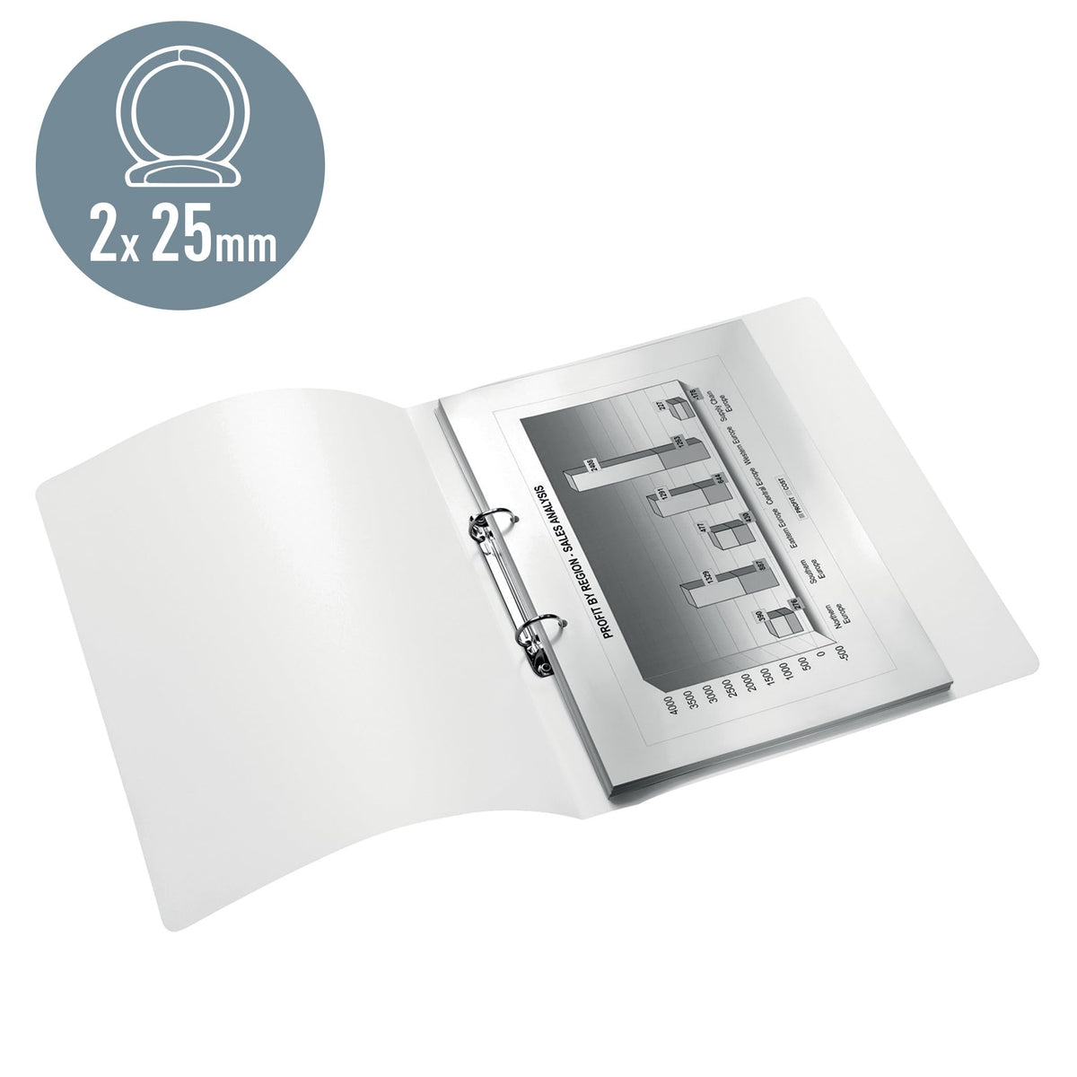 2-Ring A4 Binder, 25mm Spine, Holds 190 Sheets, Black