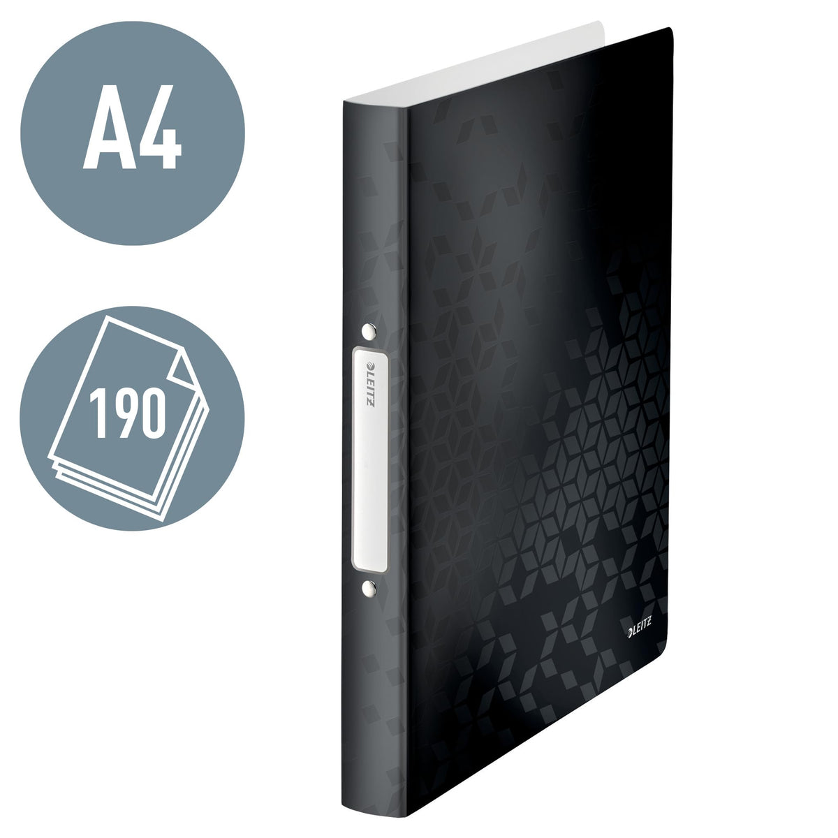 2-Ring A4 Binder, 25mm Spine, Holds 190 Sheets, Black