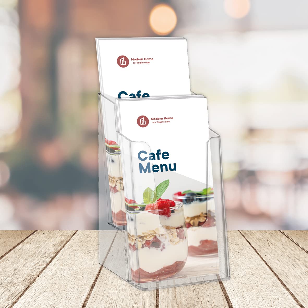 2-Tier 1/3 A4 Clear Leaflet & Brochure Holder (Portrait)