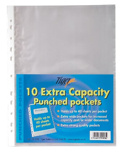 20 x A4 XL Clear Plastic Wallets – Extra Capacity Punched