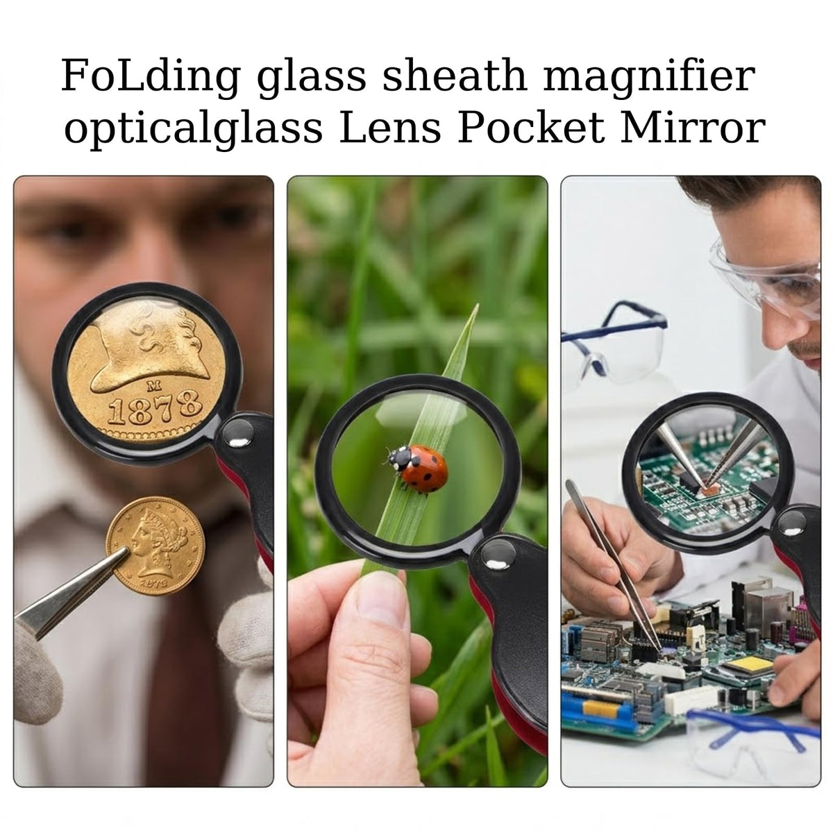 20X Folding Pocket Magnifying Glass,small magnifying glass,pack of 1
