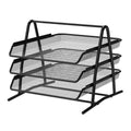 3-Level Black Metal Mesh Document Tray – A4 Desk Organizer