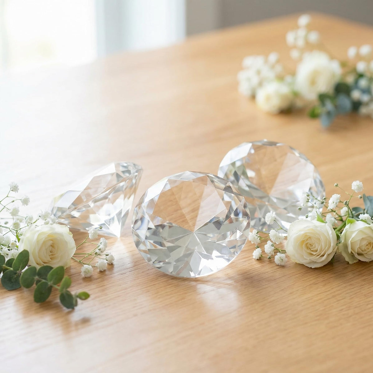 3-Pack 80mm (3") Clear K9 Crystal Diamond Paperweights