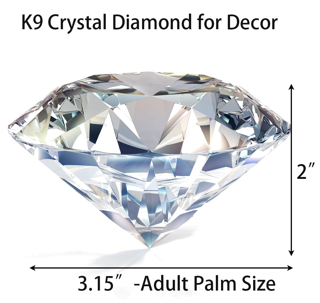 3-Pack 80mm (3") Clear K9 Crystal Diamond Paperweights