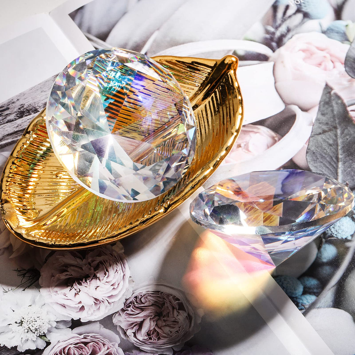 3-Pack 80mm (3") Clear K9 Crystal Diamond Paperweights
